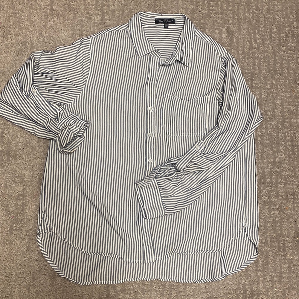 Blue and White button up shirt